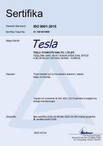 Tesla Otomotiv ISO 9001 BELGESİ